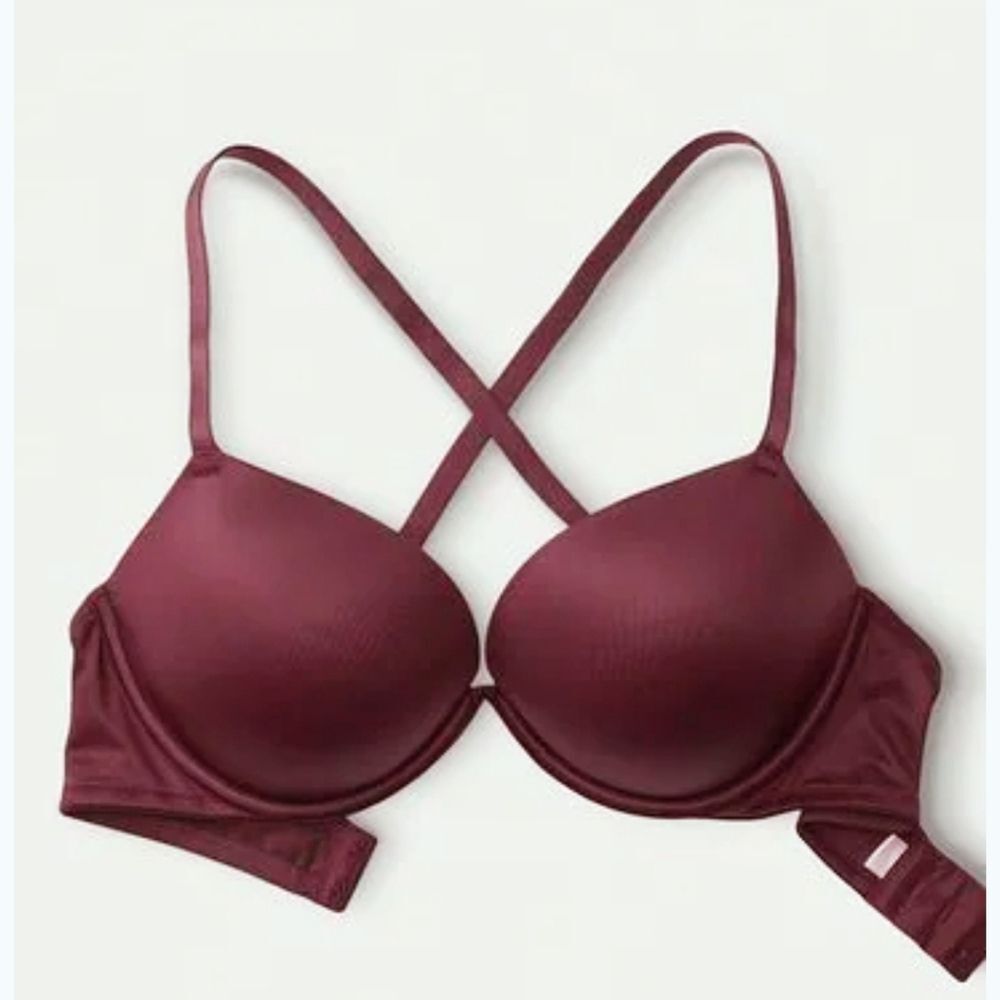 Victoria's Secret PINK Wear Everywhere Super Push Up Bra, Burgundy, Sz 32C